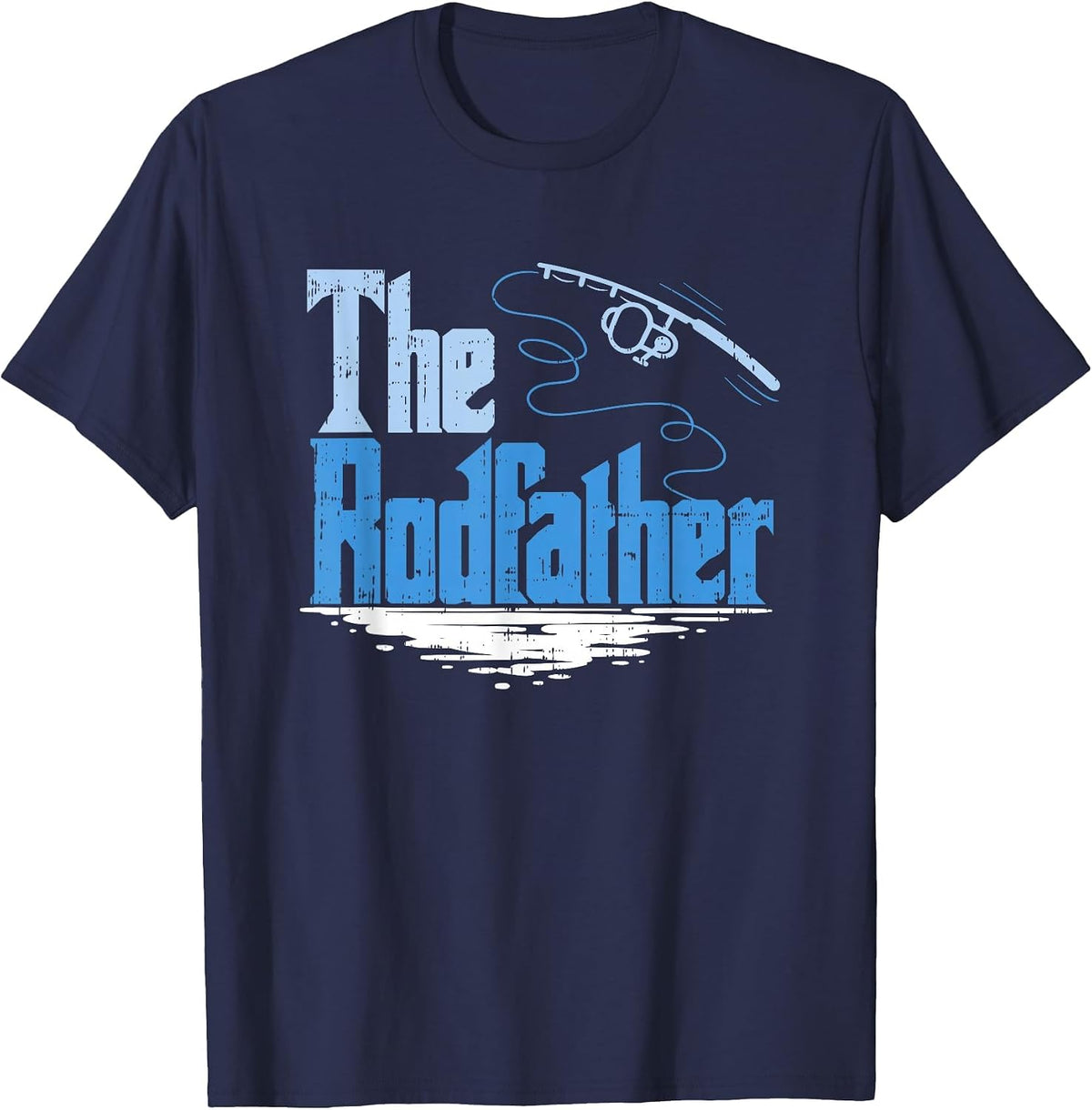 The Rodfather Funny Fishing Parody T-Shirt T-Shirt - Navy Blue