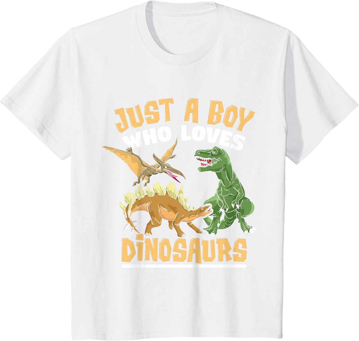 Just a Boy Who Loves Dinosaurs Schoolboys and Paleontologist T-Shirt - White