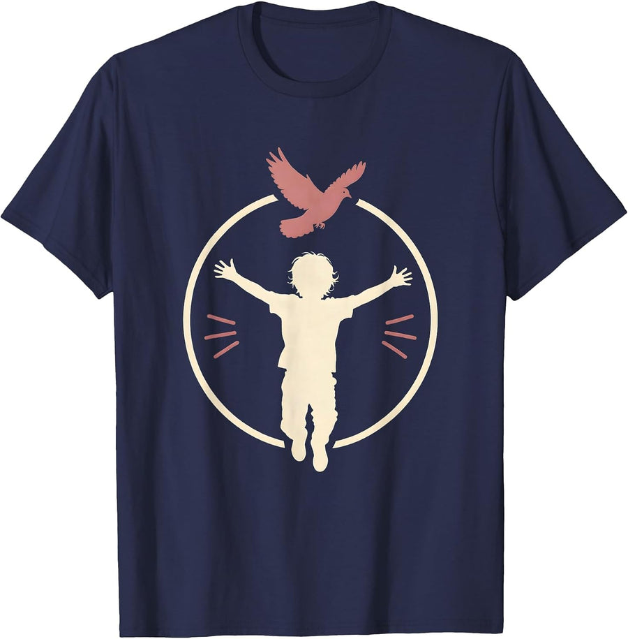 Down Syndrome Awareness Joyful Leap Illustration T-Shirt - Navy Blue