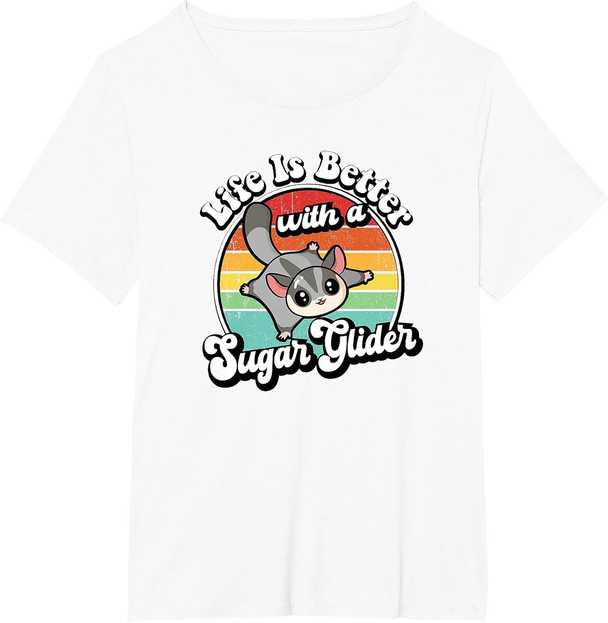 Cute Girls Retro Vintage Life is Better Sugar Glider Lover T-Shirt - White