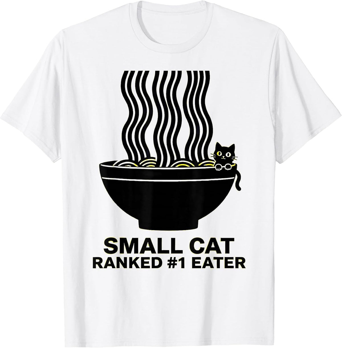 Men's Small Cat, Ranked #1 Eater Funny Anime Kawaii Cat Lover Gift T-Shirt - White