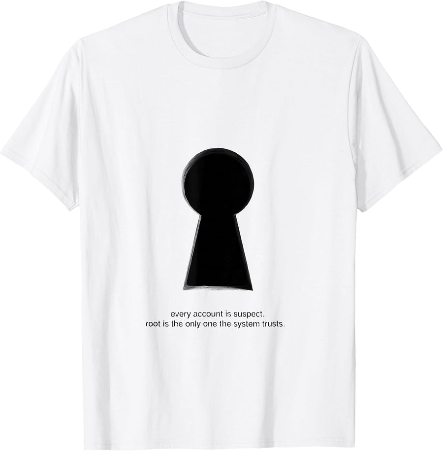 Men's every account is suspect root Linux Sysadmin Humor T-Shirt - White