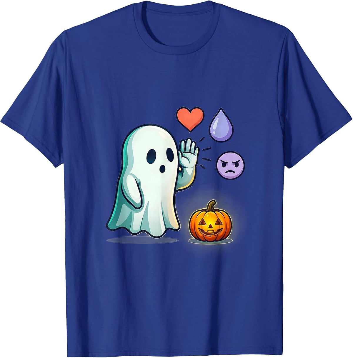 Men's Friendly Ghost Halloween Mental Health Awareness School T-Shirt - Royal Blue