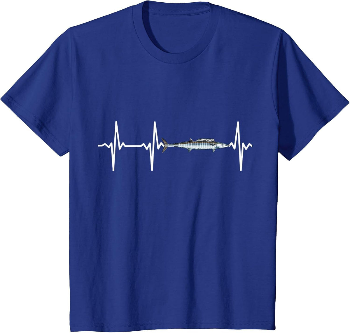 Wahoo Heartbeat for Saltwater Fish Lovers T-Shirt - Royal Blue