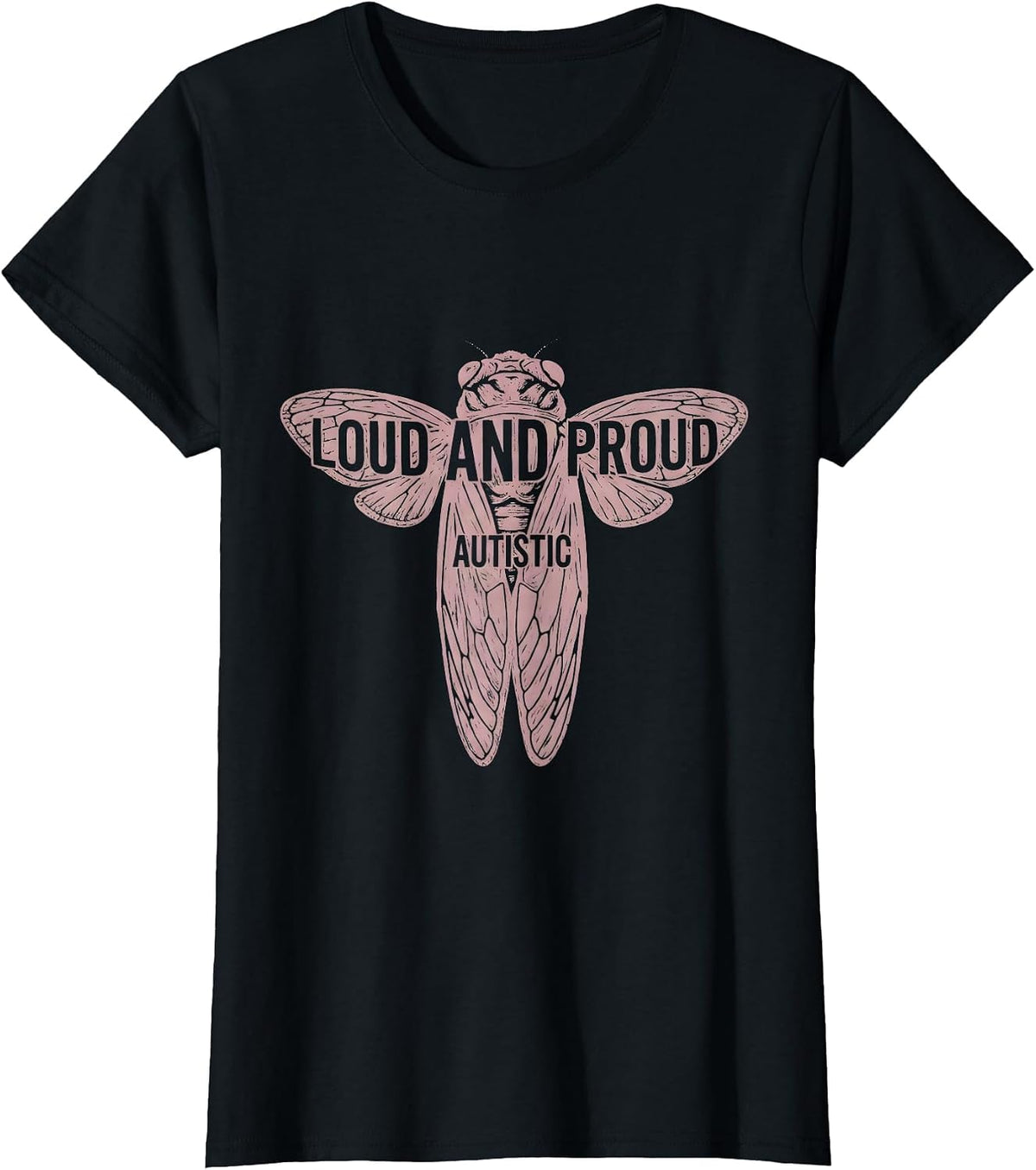 Loud and Proud Autistic Awareness Design T-Shirt - Black