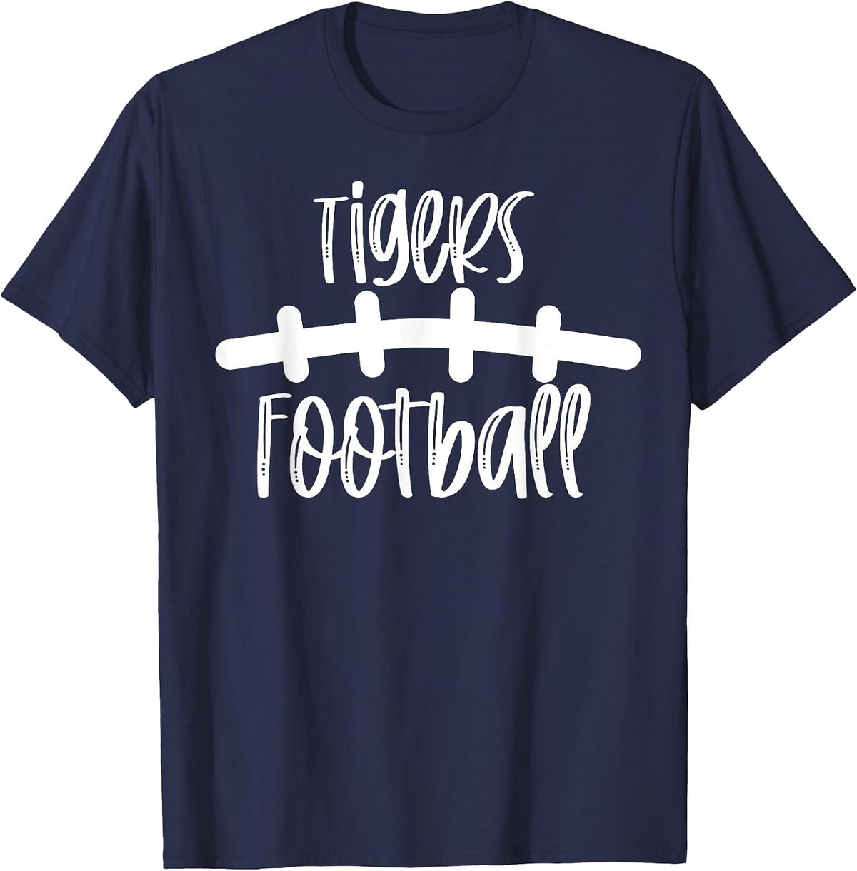 Tigers Football School Spirit Team Mascot Game Night T-Shirt - Navy Blue