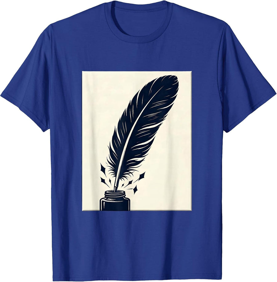Quill Pen Inkwell Sparks Teacher Graphic Design T-Shirt - Royal Blue