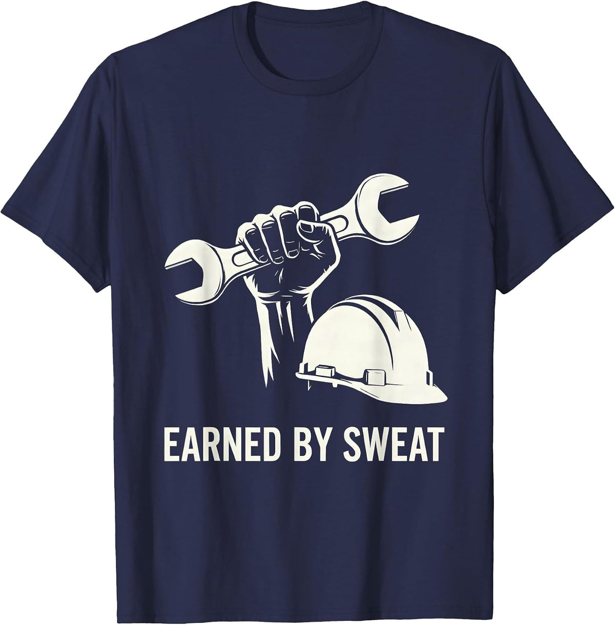 earned by sweat Union Strong Skilled Worker Labor Pride T-Shirt - Navy Blue