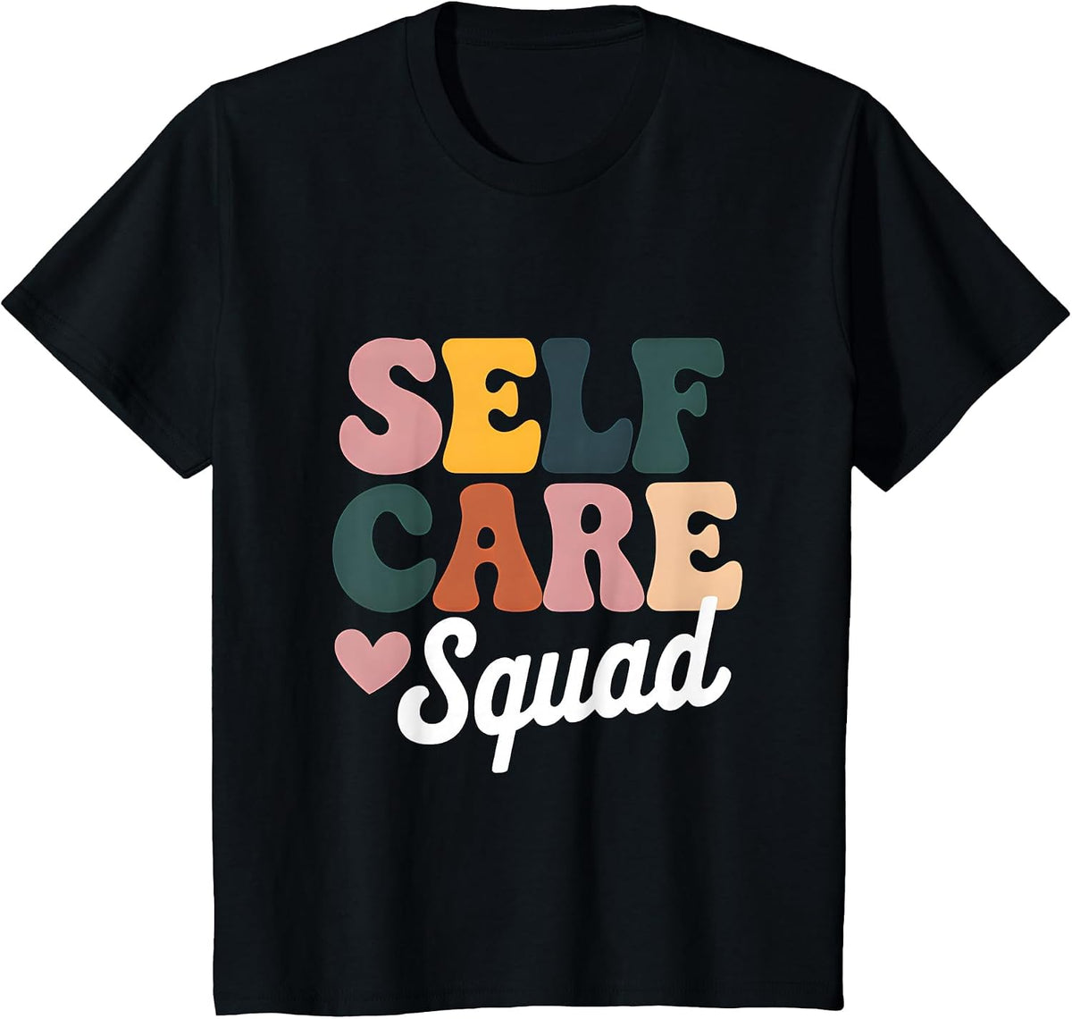 Mental Health Awareness Self Care Squad Support Therapy T-Shirt - Black