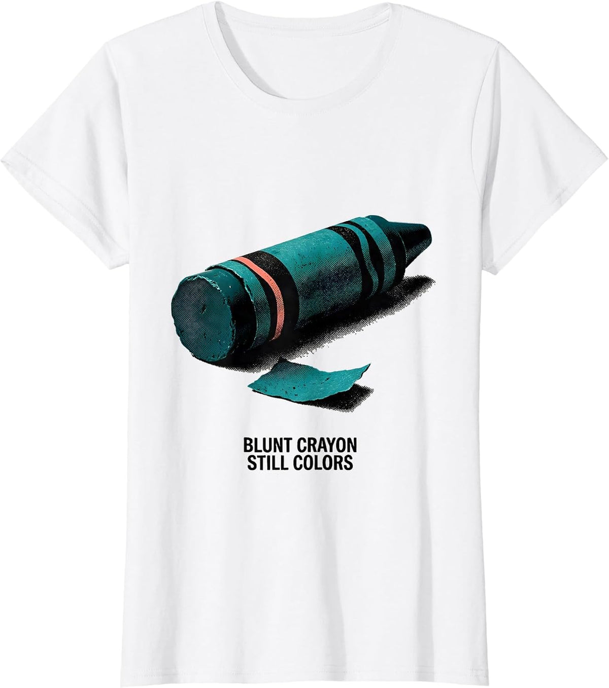 Women's Blunt Crayon Still Colors Screenprint Teacher Mental Health T-Shirt - White