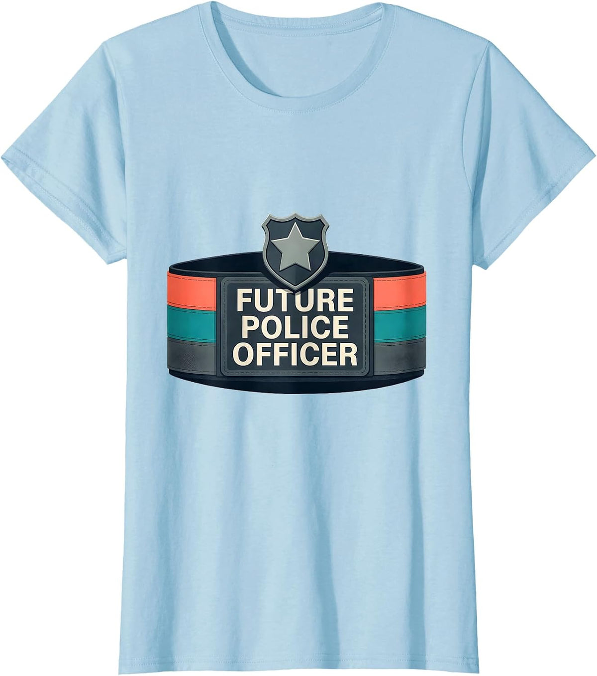 Future Police Officer Midcentury Modern Kids Costume Play T-Shirt - Baby Blue