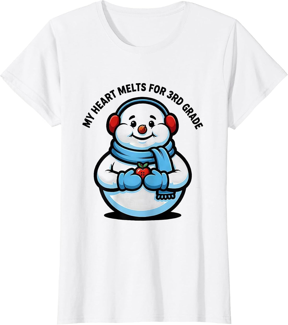 My Heart Melts For 3rd Grade Funny Teacher Christmas Snowman T-Shirt - White