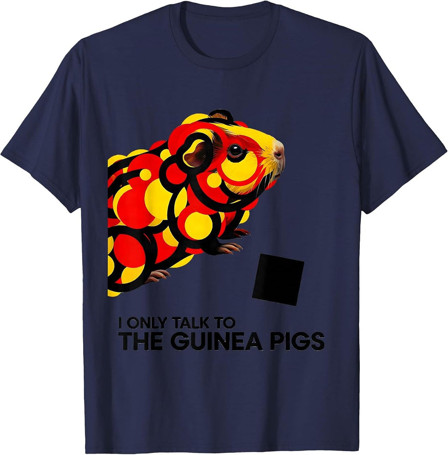 I Only Talk To The Guinea Pigs Bauhaus Modernist Pet Lover T-Shirt - Navy Blue