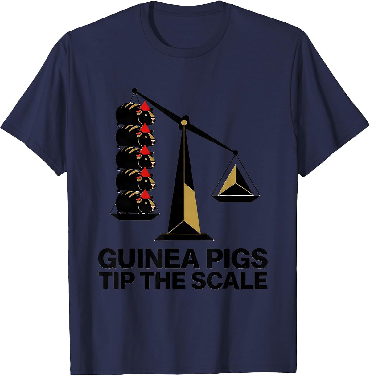 Men's Guinea Pigs Tip The Scale Geometric Guinea Pig Christmas T-Shirt - Navy Blue