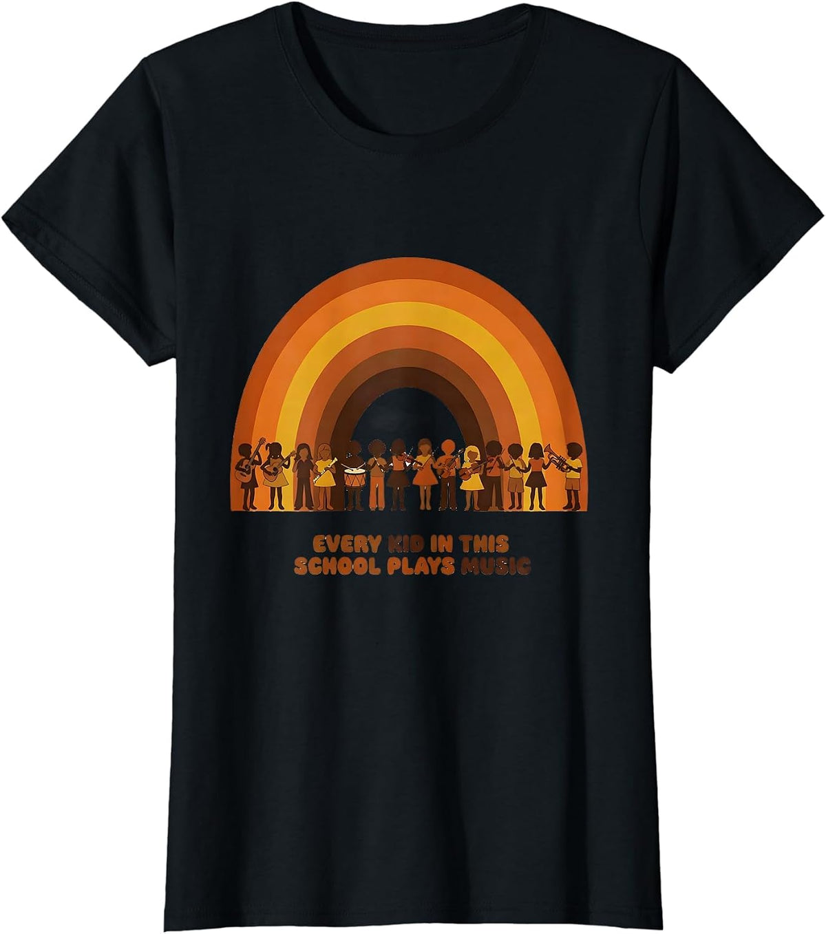 Every Kid In This School Plays Music Retro 70s Music Teacher T-Shirt - Black