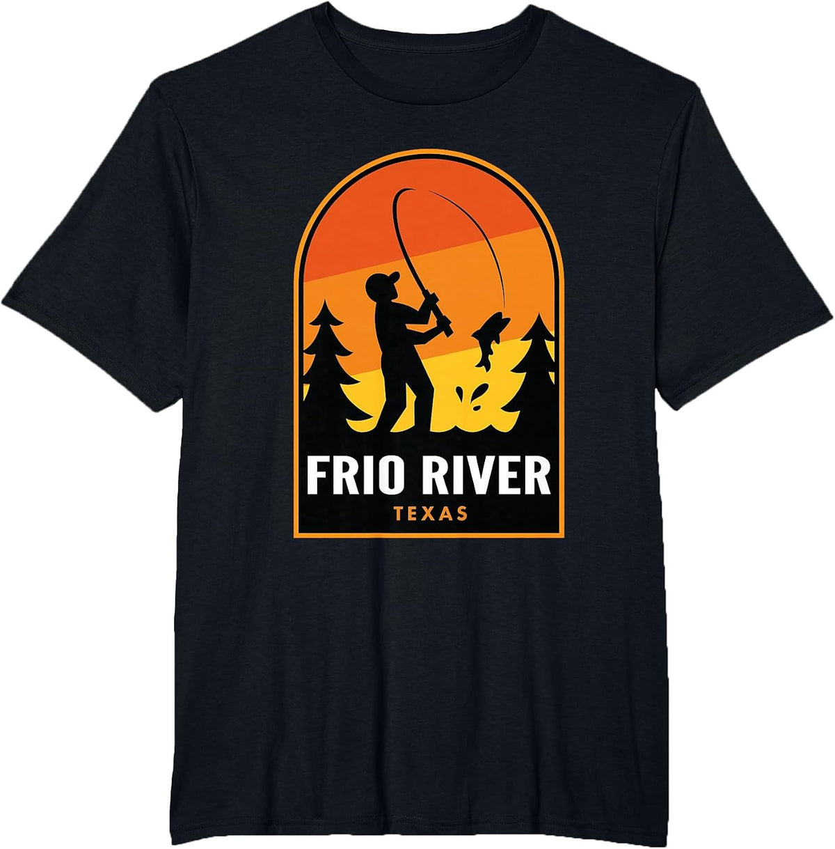 Frio River Texas Fishing T-Shirt - Black