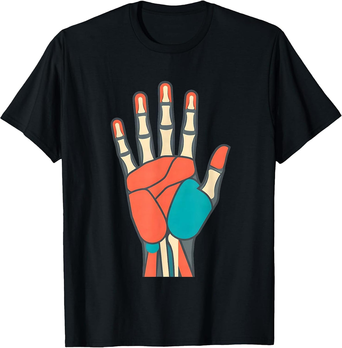 Men's Occupational Therapy Anatomical Hand Illustration T-Shirt - Black