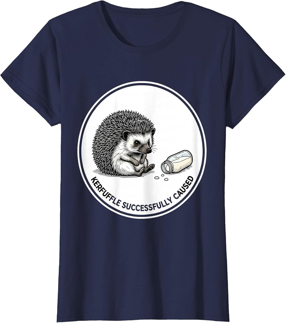 Women's Kerfuffle Successfully Caused Funny Hedgehog Animal Meme T-Shirt - Navy Blue