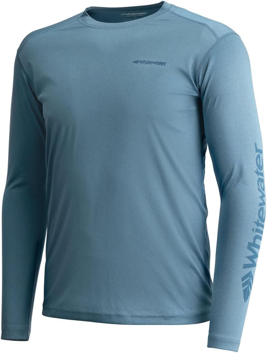 Whitewater Fishing Lightweight Long Sleeve Tech Shirt with UPF Protection - Space Blue Heather
