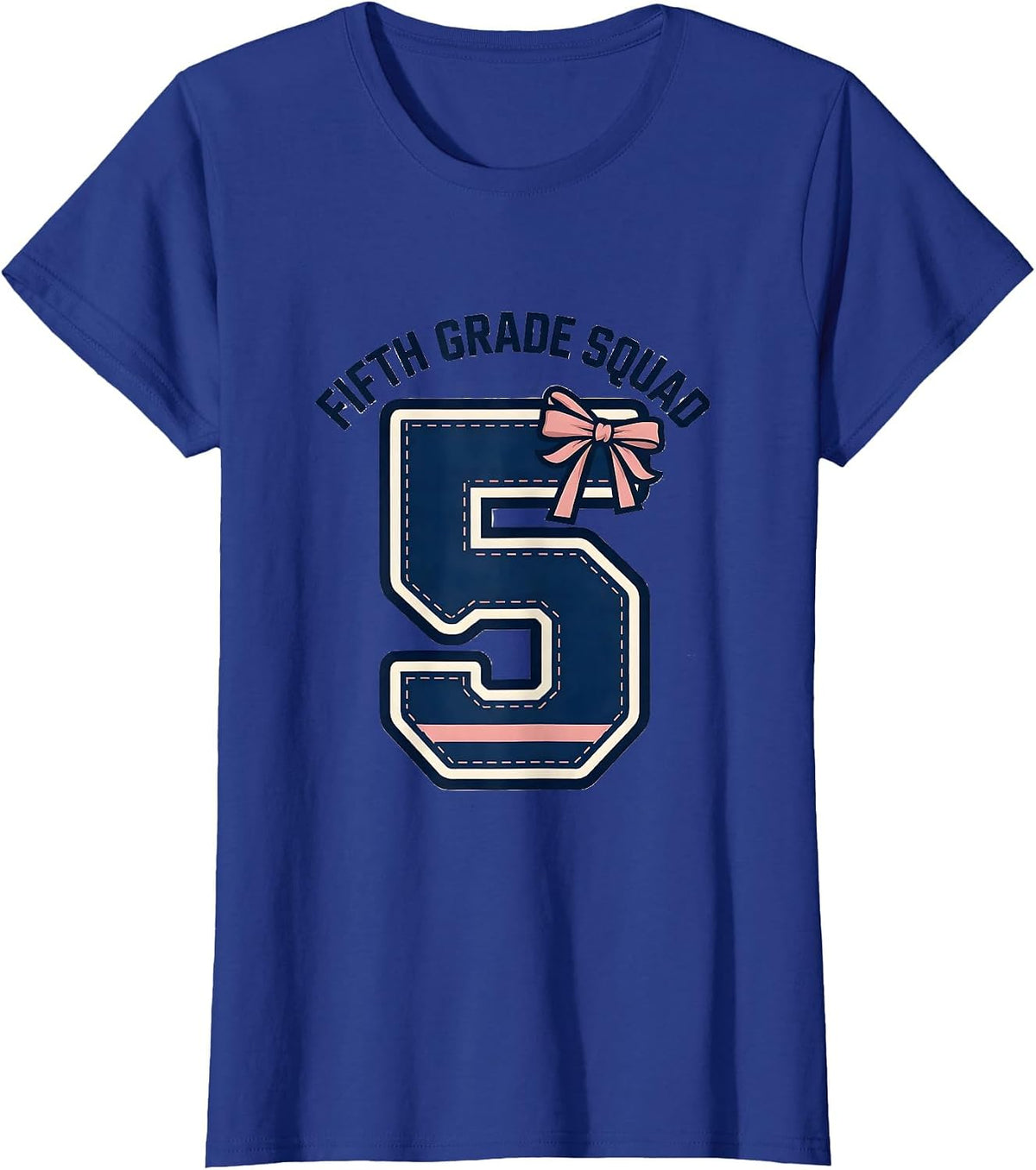 Women's Fifth Grade Squad Coquette Bow Back To School Girly Preppy T-Shirt - Royal Blue