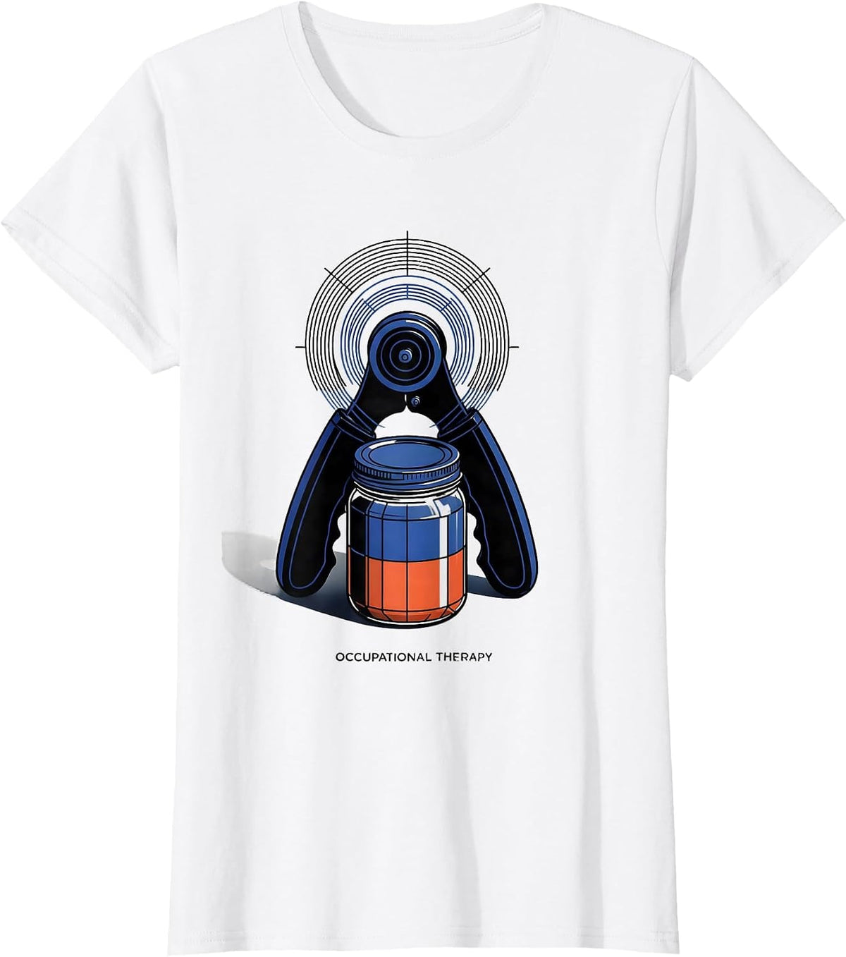 Occupational Therapy Retro Geometric Adaptive Jar Opener T-Shirt - White