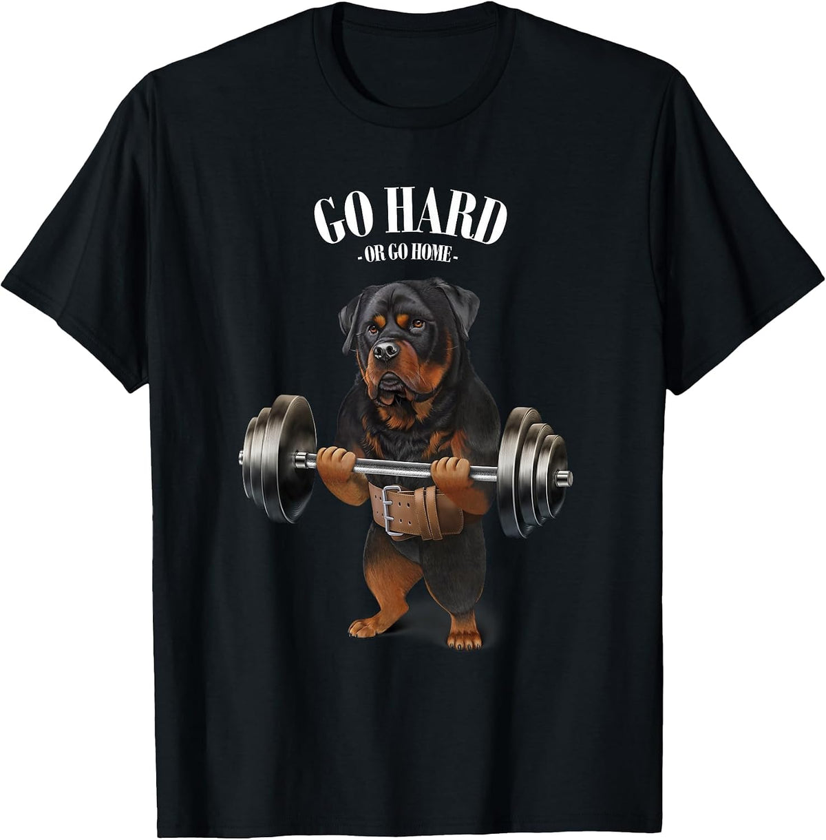 Rottweiler Weightlifting Gym Dog Bodybuilder Fitness Design T-Shirt - Black