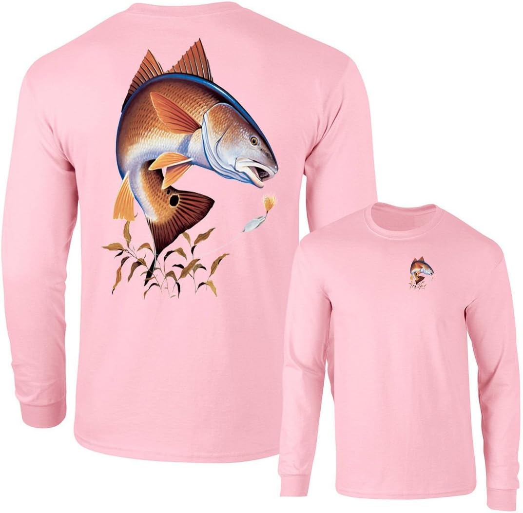 Redfish Lure Fishing Long Sleeve T-Shirt - Pink