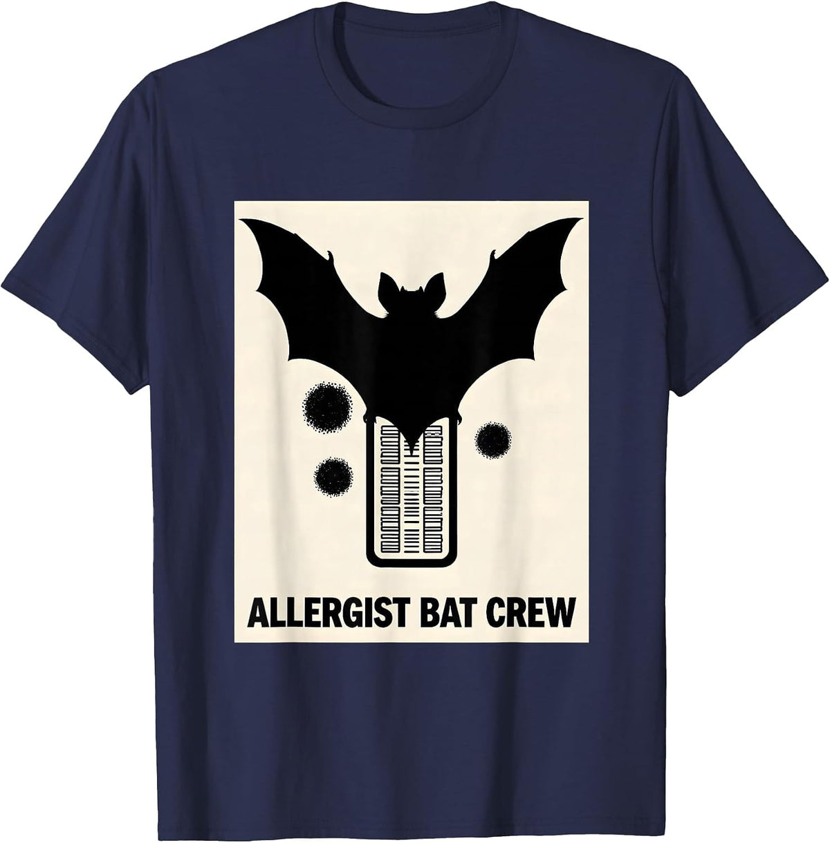 Allergist Bat Crew Funny Halloween Medical Crew Humor T-Shirt - Navy Blue