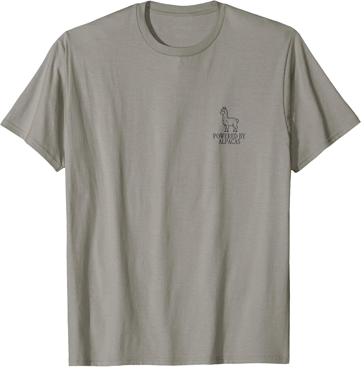 Powered By Alpacas Minimalist Fluffy Farm Animal Humor T-Shirt - As Pictured
