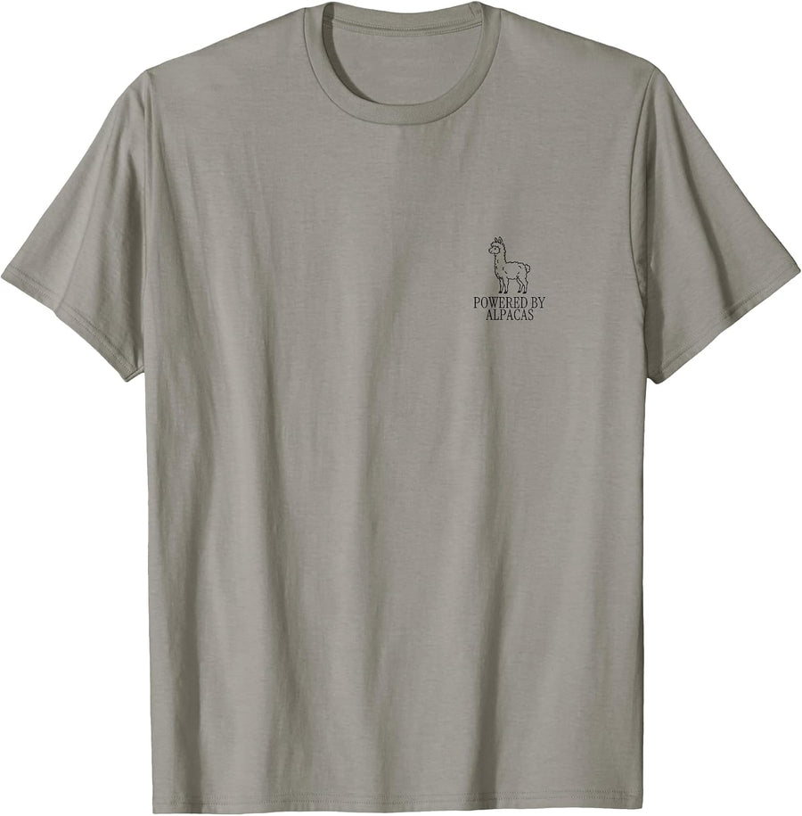Powered By Alpacas Minimalist Fluffy Farm Animal Humor T-Shirt - As Pictured