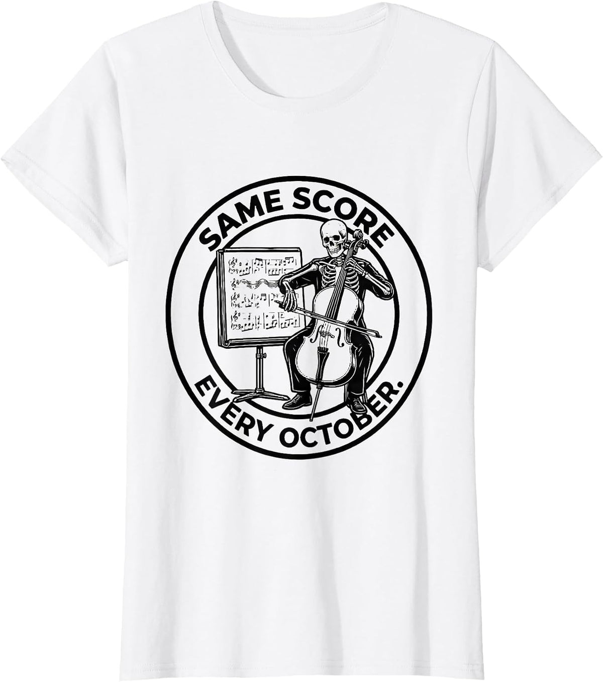 Same Score, Every October Whimsical Music Teacher Halloween T-Shirt - White