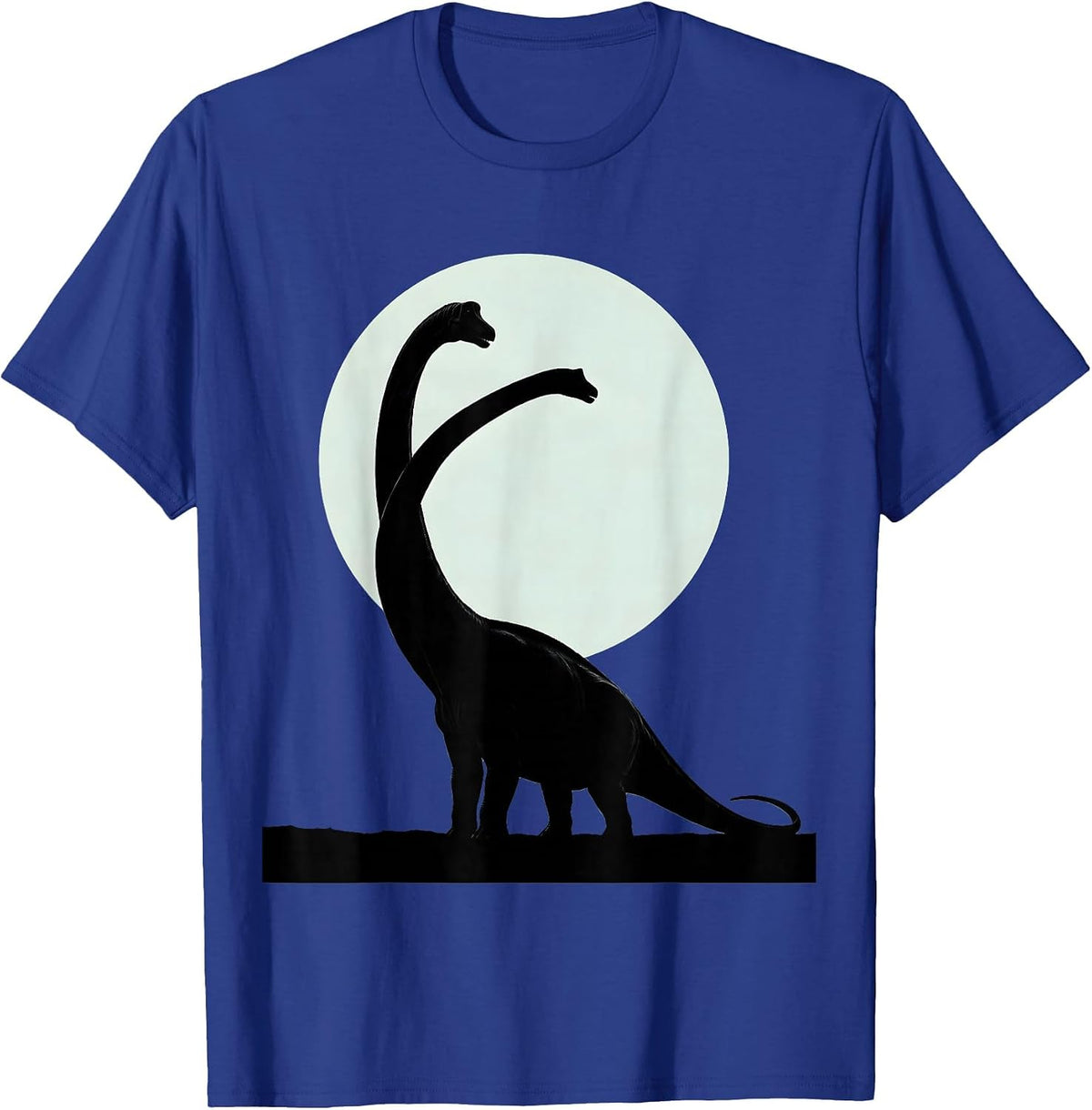 Men's Diplodocus Full Moon Night Sky Dinosaur T-Shirt - Royal Blue
