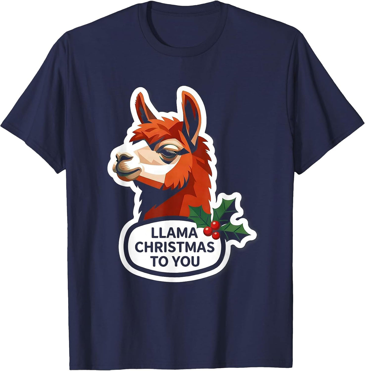 Llama Christmas To You Funny Llama Alpaca Novelty Humor T-Shirt - Navy Blue