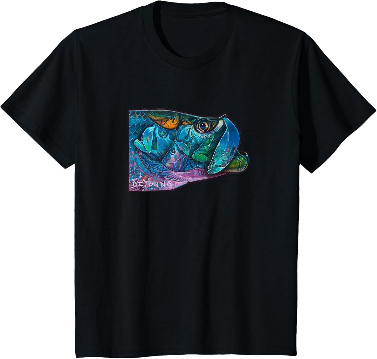 Tarpon Kaleidoscope Saltwater Fly Fishing T-Shirt - Black