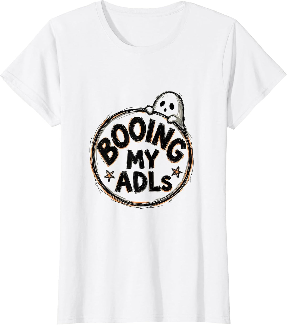 Booing My ADLs Funny Occupational Therapist Halloween Work T-Shirt - White