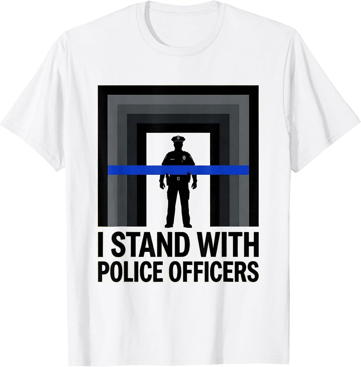 Men's I Stand With Police Officers Thin Blue Line Back The Blue T-Shirt - White