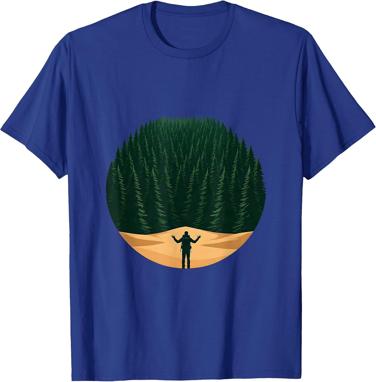Lone Hiker Emerging From the Forest T-Shirt - Royal Blue