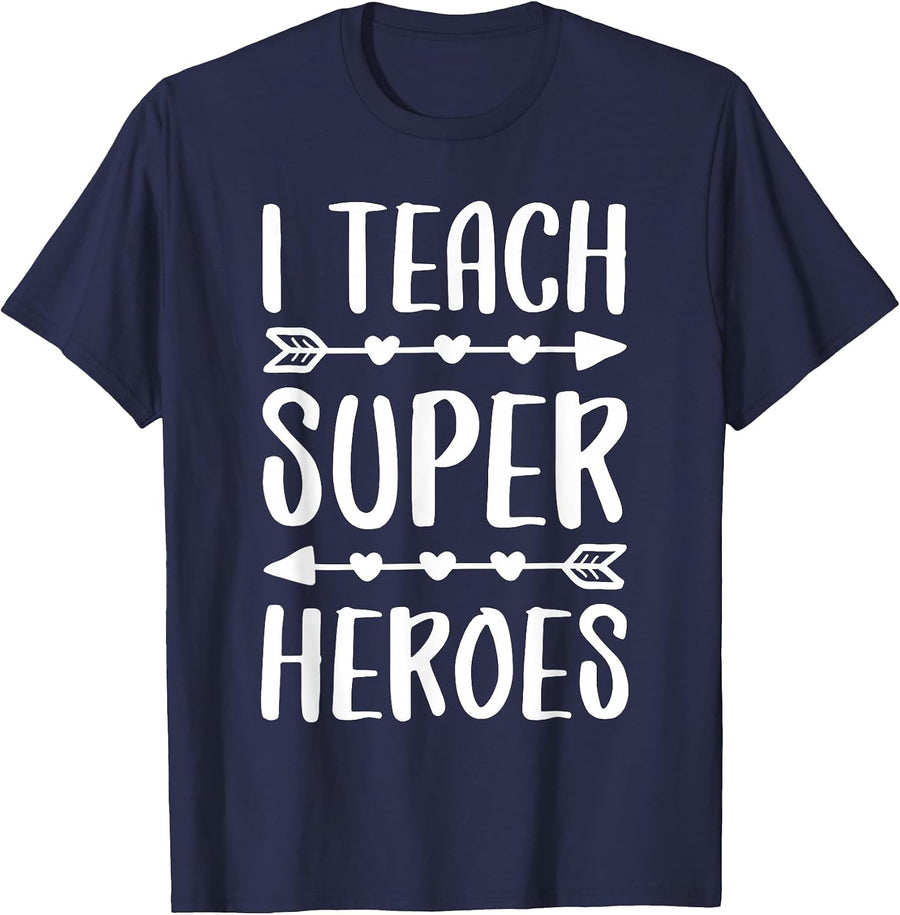 I Teach Superheroes Shirt Men Women School Teacher T-Shirt - Navy Blue