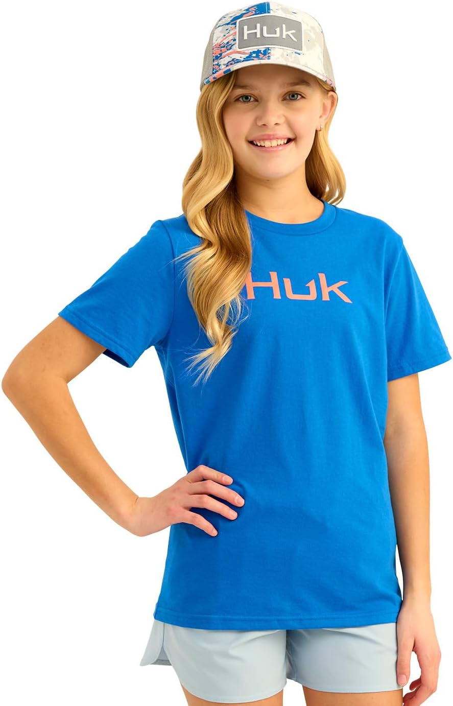 HUK Mens Performance Fishing Logo Tee, Short Sleeve T-Shirt for Men - Ocean Blue Large