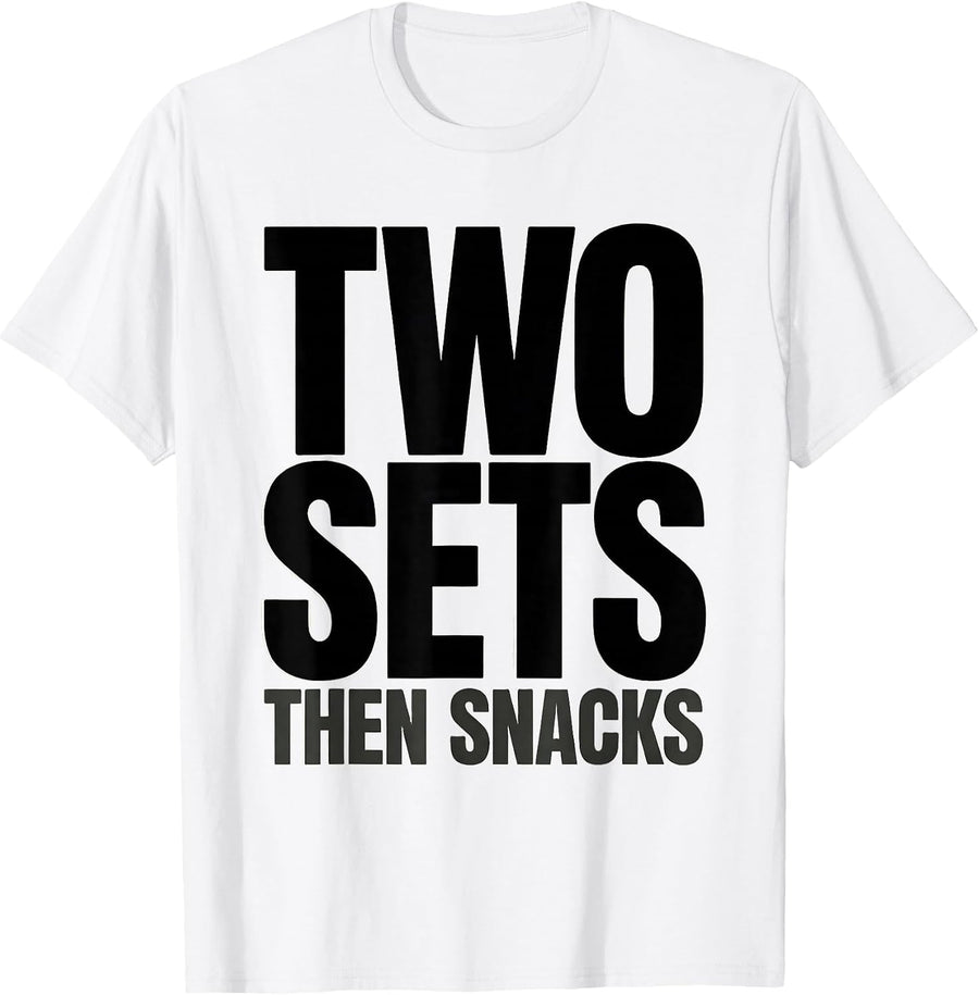 Men's Two Sets Then Snacks Funny Guinea Pig Weightlifting Gym Meme T-Shirt - White