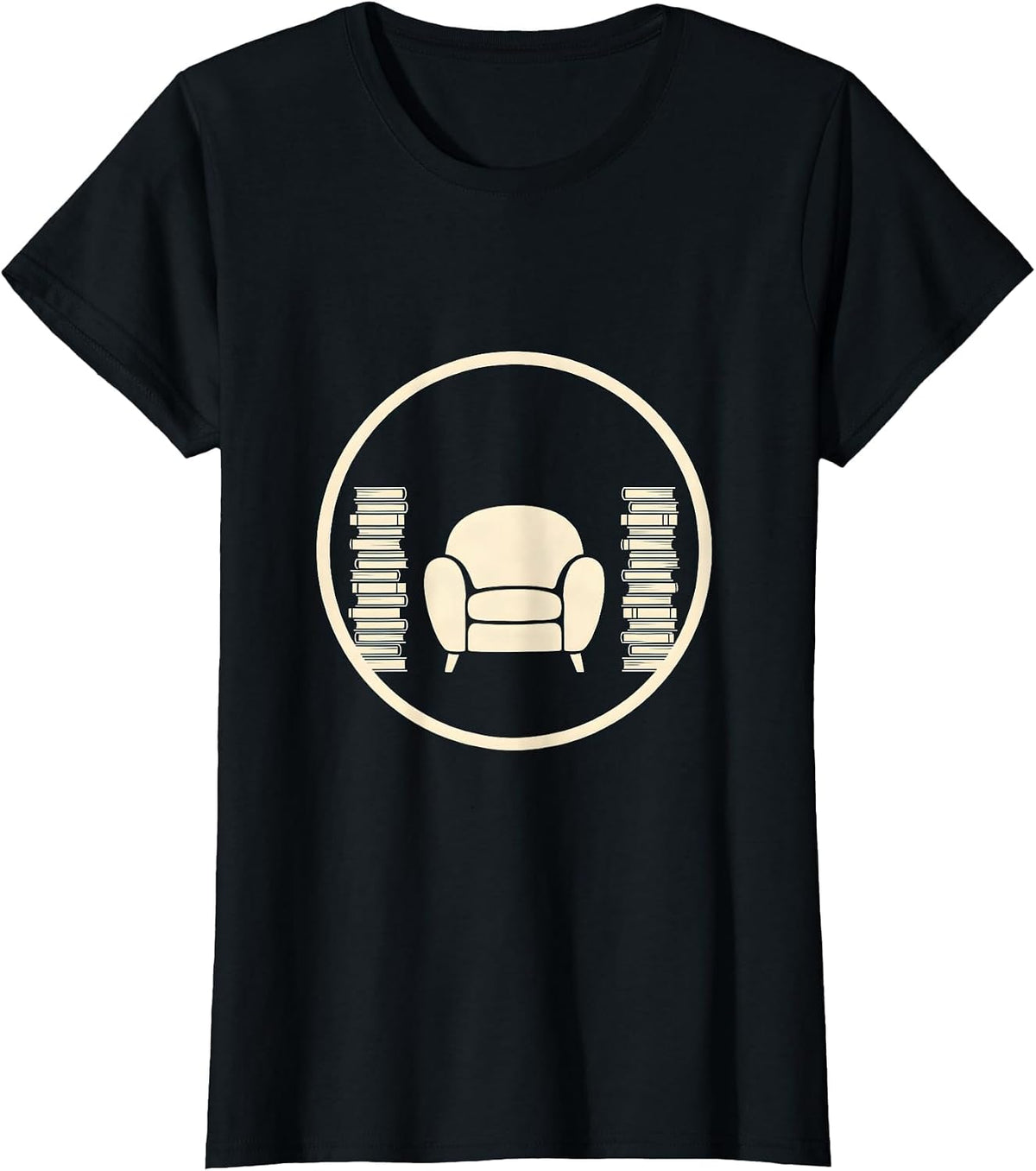 Cozy Armchair Book Piles Support Your Local Library T-Shirt - Black