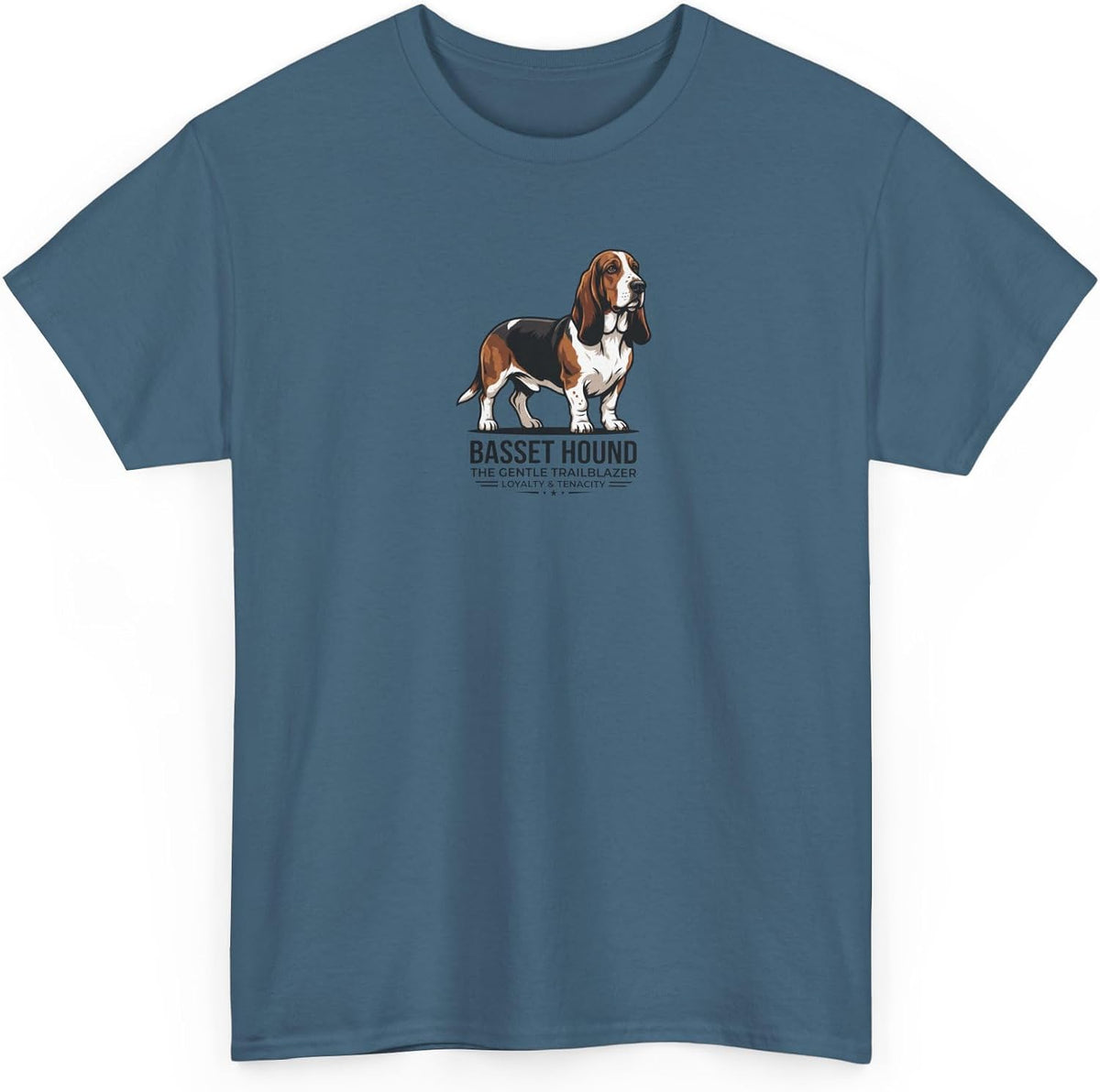 Tenacious Basset Hound Graphic Tee | Loyal Trailblazer Dog Breed Gift Shirt - Indigo Blue