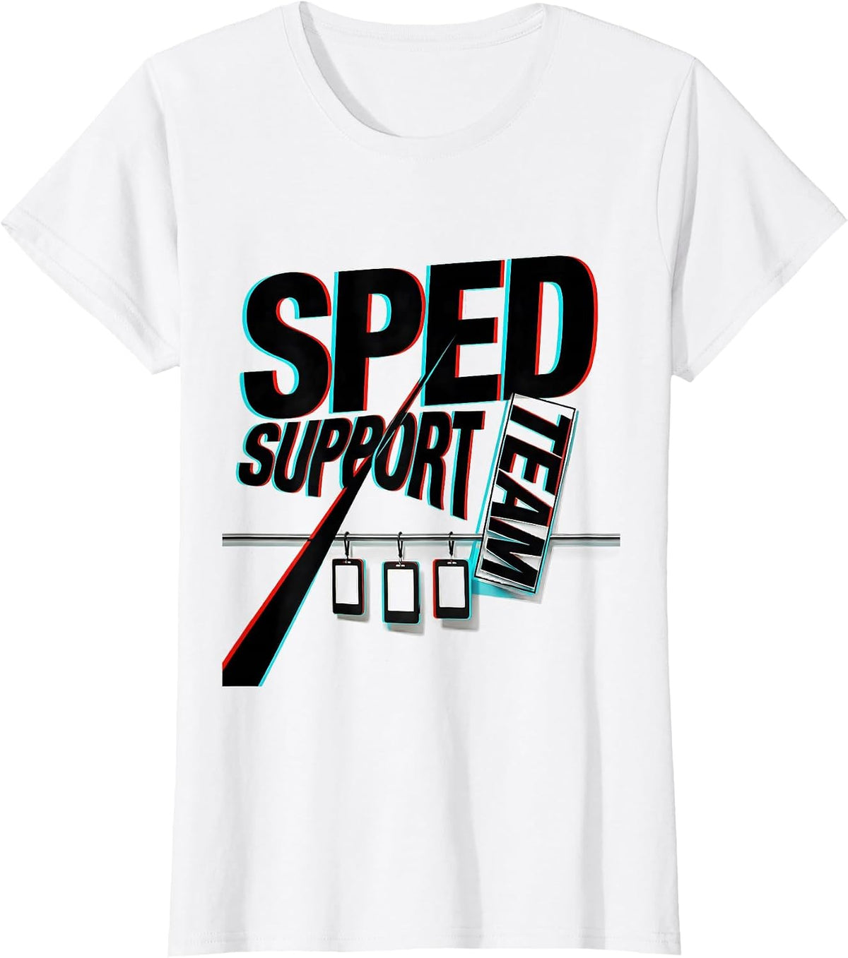 Women's SPED Support Team New Wave Typography Teacher Squad Pride T-Shirt - White
