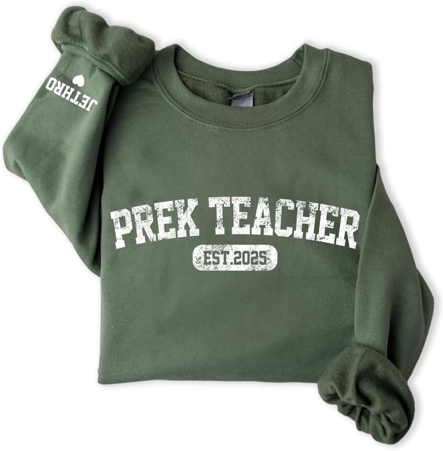 Teacher Sweatshirt with Name, Gifts for Counselor, Principal, Librarian Gifts, Teacher Team Shirt, Kindergarten - Pre K
