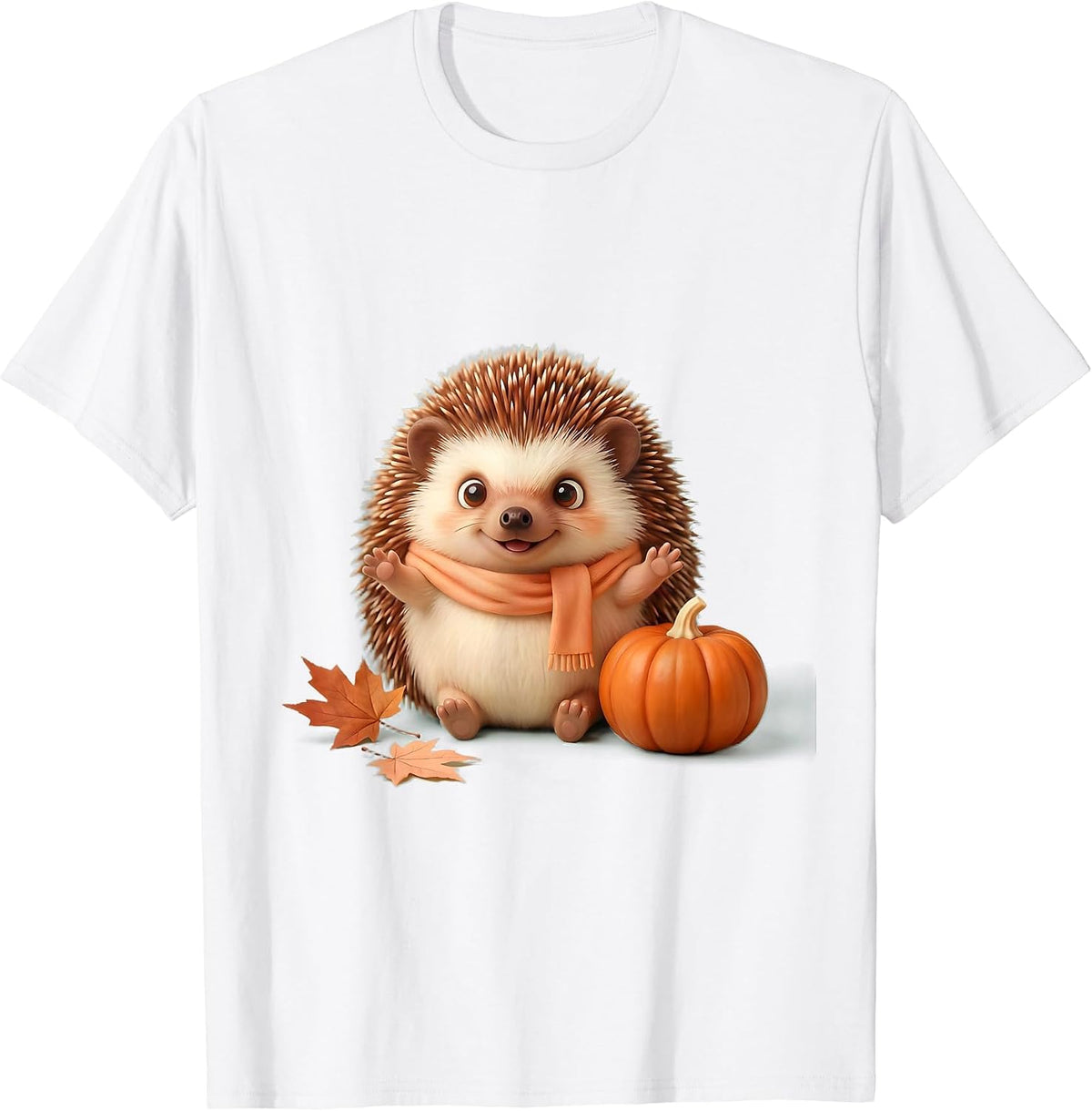 Men's Cheerful Hedgehog Cute Kawaii Fall Pumpkin Mom T-Shirt - White