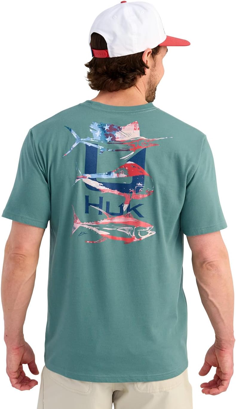 HUK Men's Kc Scott Short Sleeve Performance Tee, Fishing T-Shirt for Men - Southern Slam - North Atlantic
