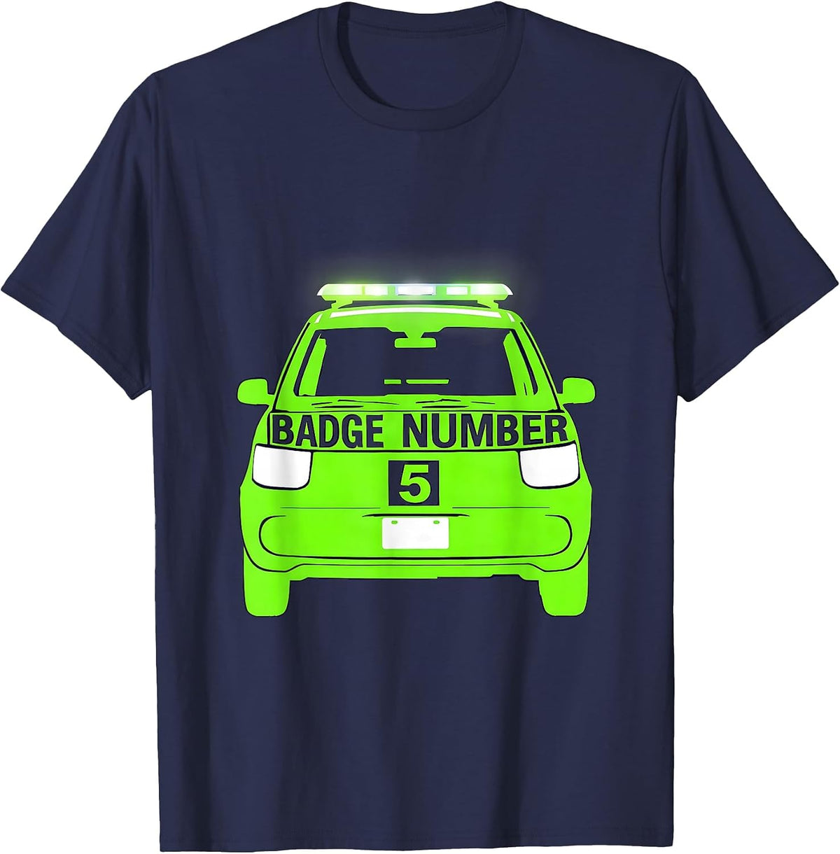 Men's Badge Number 5 Stencil Graphic Future Police Officer Kids T-Shirt - Navy Blue