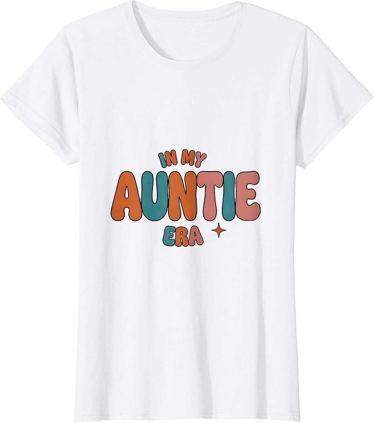 In My Auntie Era Whimsical Family Announcement Retro T-Shirt - White
