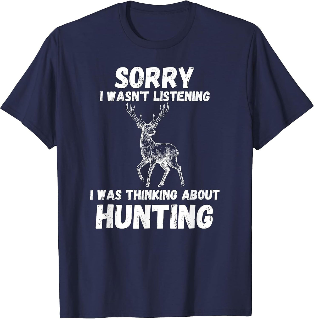 Funny Deer Hunting Hunter Rifle Bow Deer Hunters Game Buck T-Shirt - Navy Blue