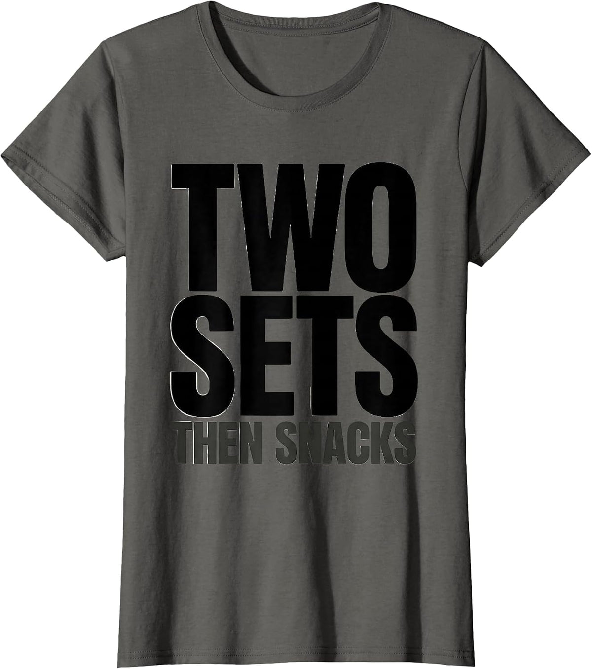 Women's Two Sets Then Snacks Funny Guinea Pig Weightlifting Gym Meme T-Shirt - Asphalt Grey